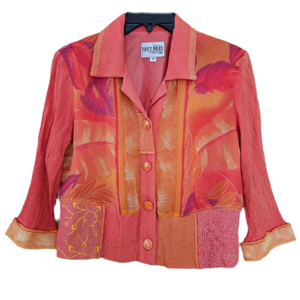 90s boho indie sleaze orange pink shacket